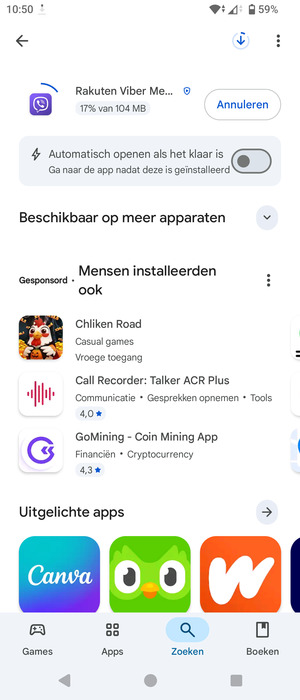Wacht tot het installatieproces beëindigd is