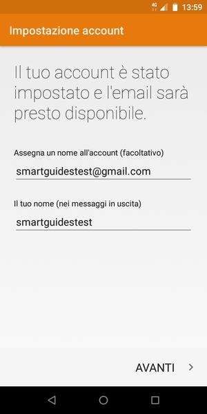 Scegli un nome per il tuo account e inserisci il tuo nome. Seleziona AVANTI