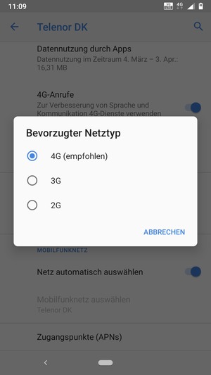 Wählen Sie die gewünschte Option
