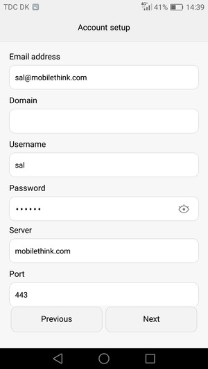 Enter Exchange server address and select Next
