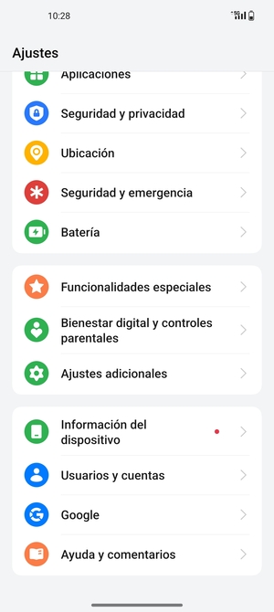Desplácese y seleccione Información del dispositivo