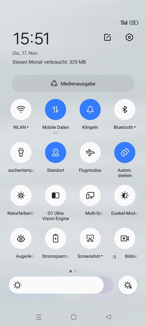 Wählen Sie Klingeln, um in den Vibrations-Modus zu wechseln