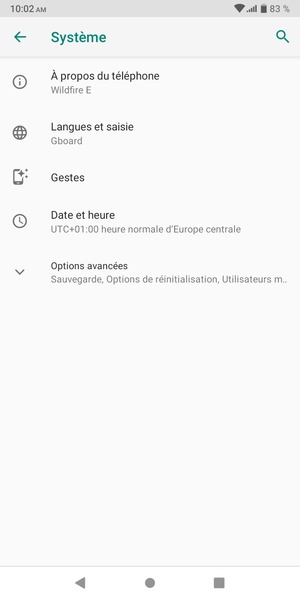 Sélectionnez Options avancées