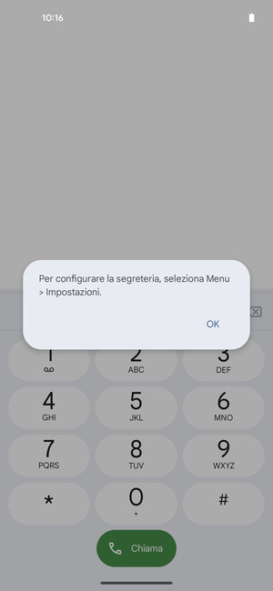 Se la segreteria telefonica non è configurata, seleziona OK