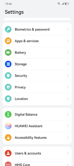 To activate your screen lock, go to the Settings menu and select Biometrics & password