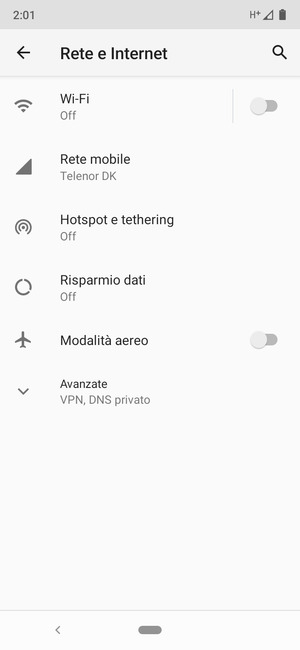 Seleziona Wi-Fi