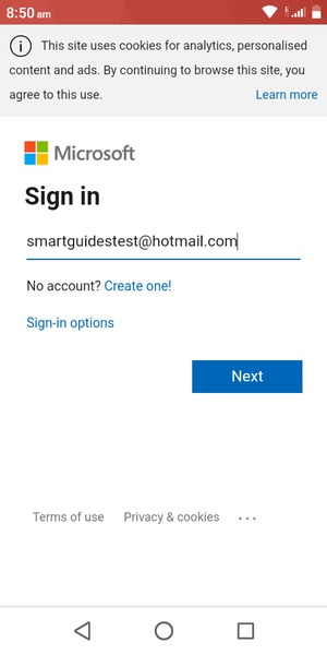 Enter your Email address and select Next