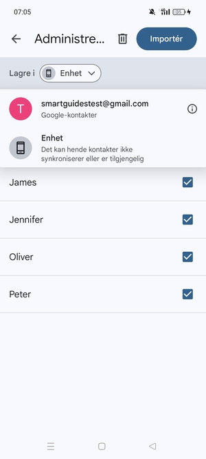 Velg din Google-konto