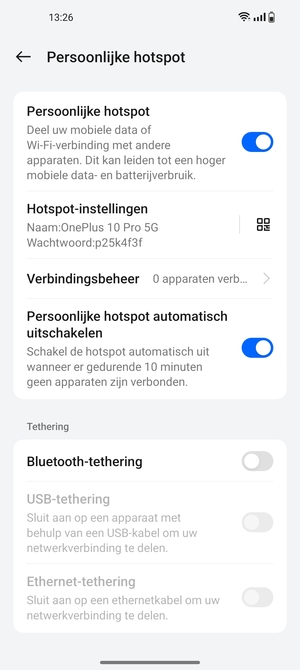 Uw telefoon is nu geïnstalleerd voor gebruik als modem