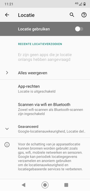Schakel Locatie gebruiken uit