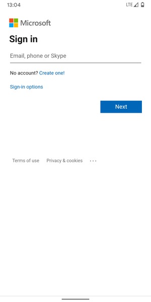 Enter your Email address and select Next