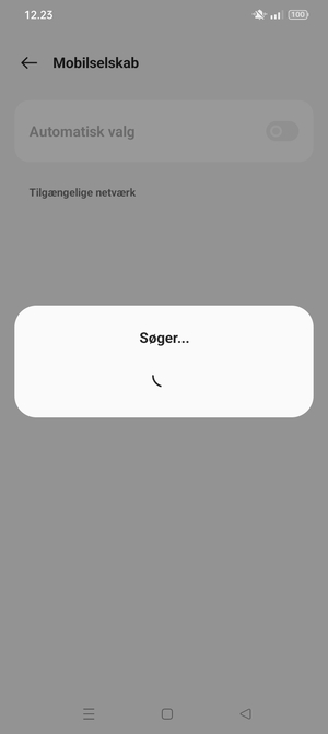 Afvent at søgningen er afsluttet