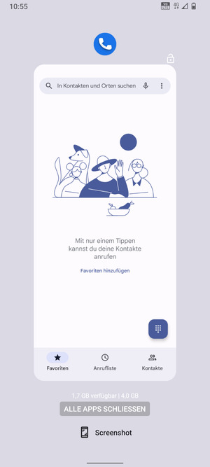 Wählen Sie ALLE APPS SCHLIESSEN, um alle laufende Apps zu schließen