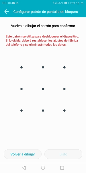 Dibuje de nuevo el patrón de desbloqueo