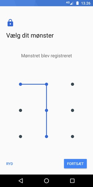 Tegn et oplåsningsmønster og vælg FORTSÆT