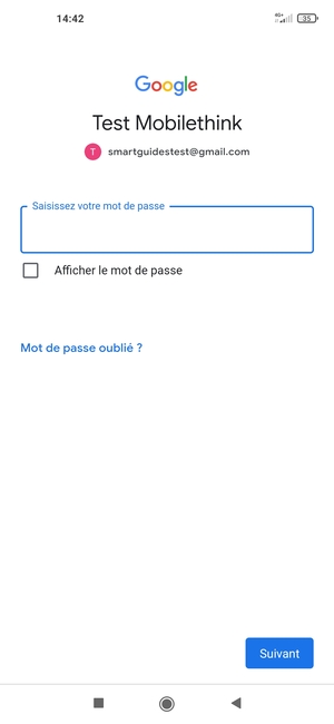 Saisissez votre mot de passe Gmail et sélectionnez Suivant