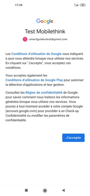 Sélectionnez J'accepte