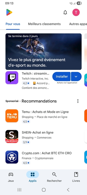 Sélectionnez Rechercher