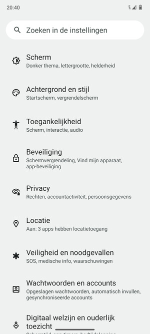 Scroll naar en selecteer Beveiliging