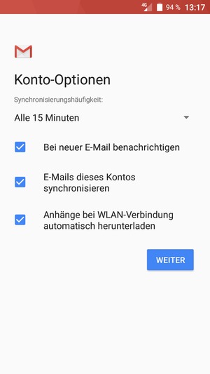 Wählen Sie WEITER