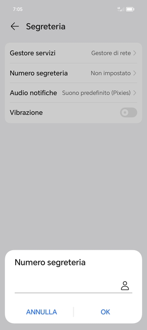 Inserisci Numero segreteria e seleziona OK