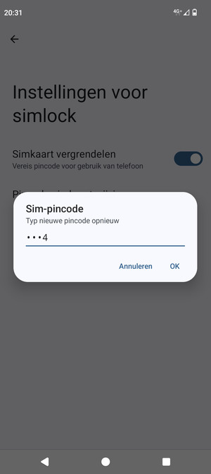 Bevestig uw nieuwe sim-pincode en selecteer OK