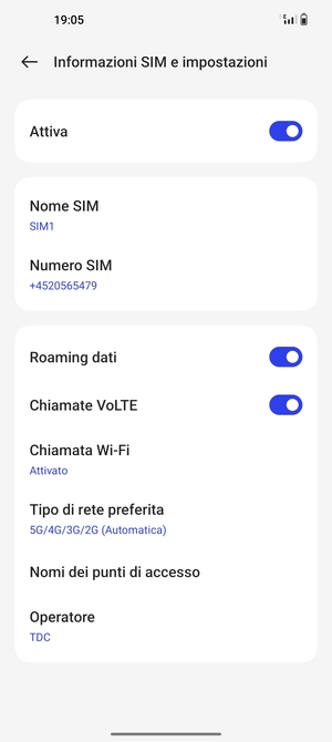 Attiva o disattiva Roaming dati