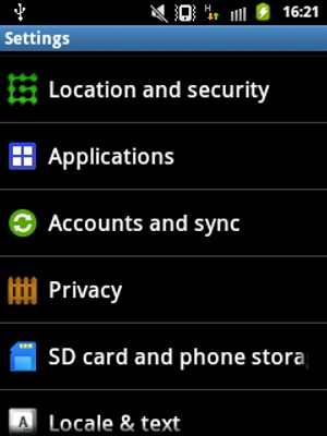 Scroll to and select Accounts and sync