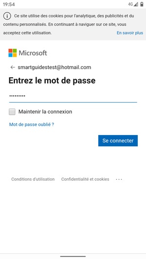 Saisissez votre mot de passe et sélectionnez Se connecter