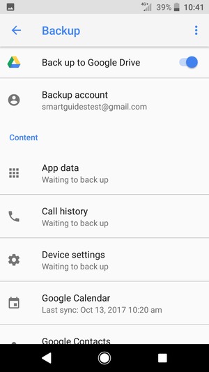 Select Backup account