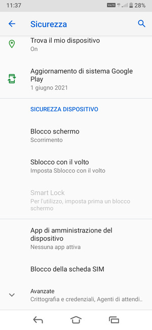 Scorri e seleziona Blocco della scheda SIM