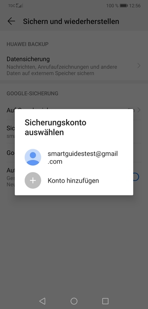 Wählen Sie Ihr Konto für Backup