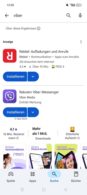 Wählen Sie die App