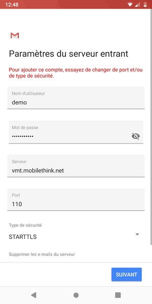 Sélectionnez Type de sécurité