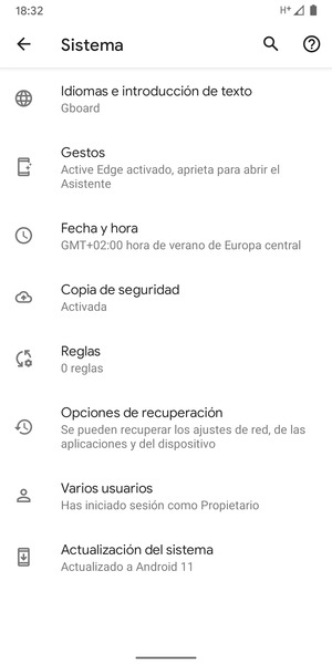 Seleccione Actualización del sistema