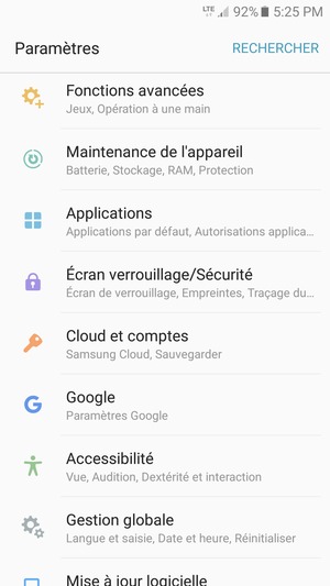 Faites défiler et sélectionnez Écran verrouillage/Sécurité
