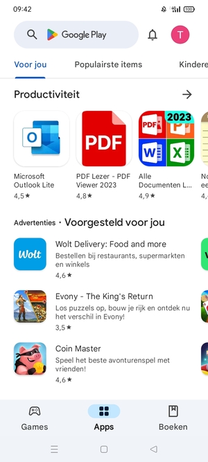 Selecteer de zoekbalk