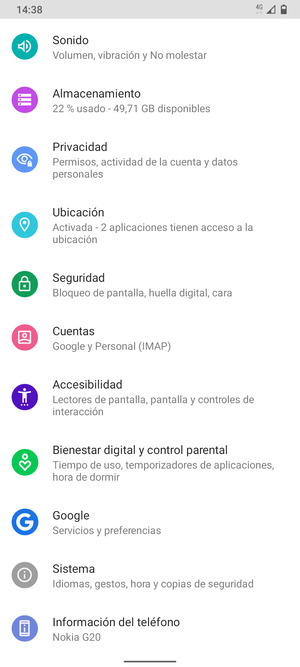 Desplácese y seleccione Sistema