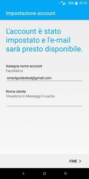 Scegli un nome per il tuo account e inserisci il tuo nome. Seleziona FINE