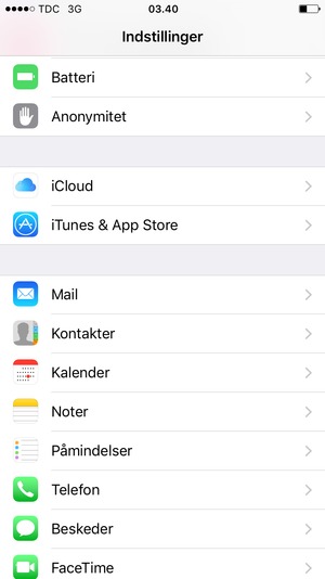 Vælg iCloud