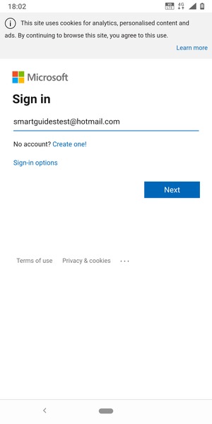 Enter your Email address and select Next