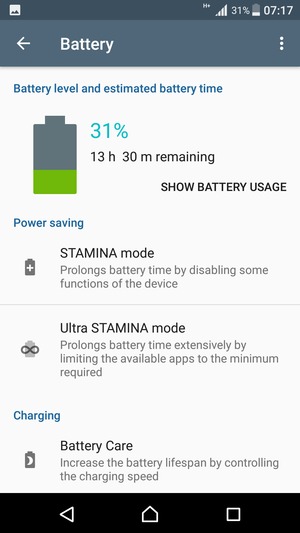 Select STAMINA mode