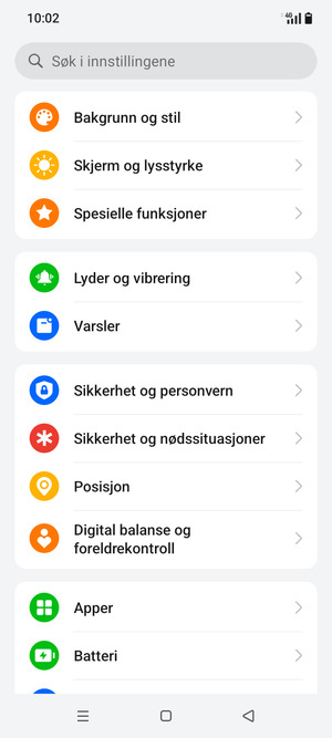 Bla til og velg Sikkerhet og personvern