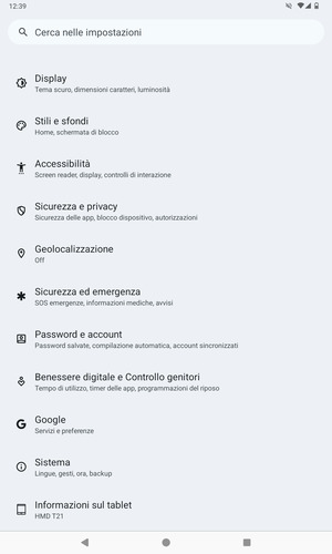 Scorri e seleziona Sistema