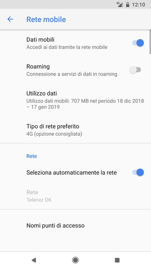 Seleziona Nomi punti di accesso