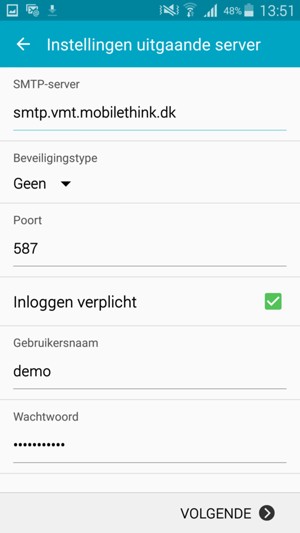 Voer Uitgaand serveradres in