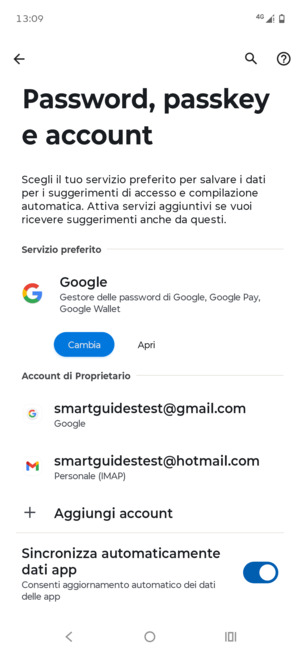 Seleziona il tuo account Google