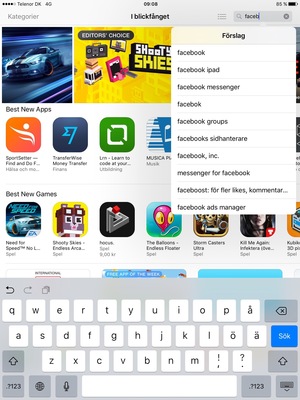 Ange app-namnet och välj Sök