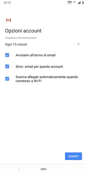 Seleziona AVANTI