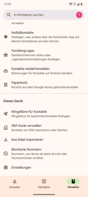 Scrollen Sie und wählen Sie SIM-Karte verwalten